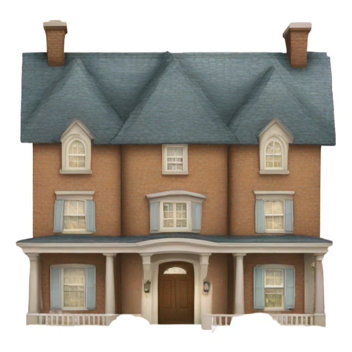 A large house with mail on the roof sticker