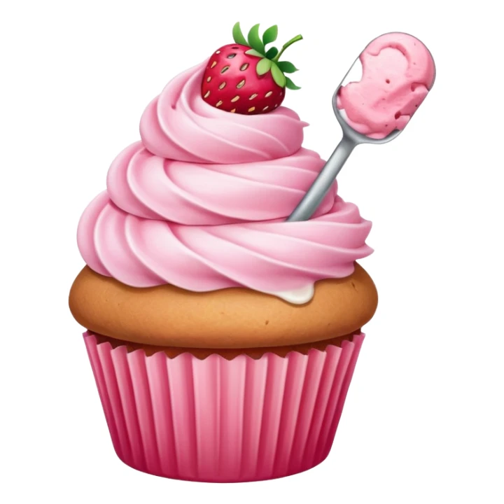Strawberry cupcake with ice cream scoop style frosting  sticker