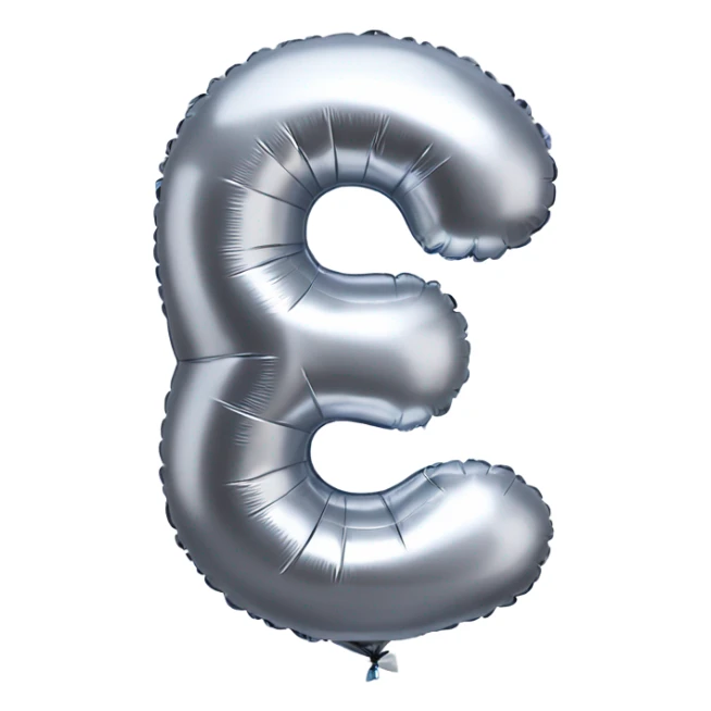 Silver balloon in shape of number 5 sticker