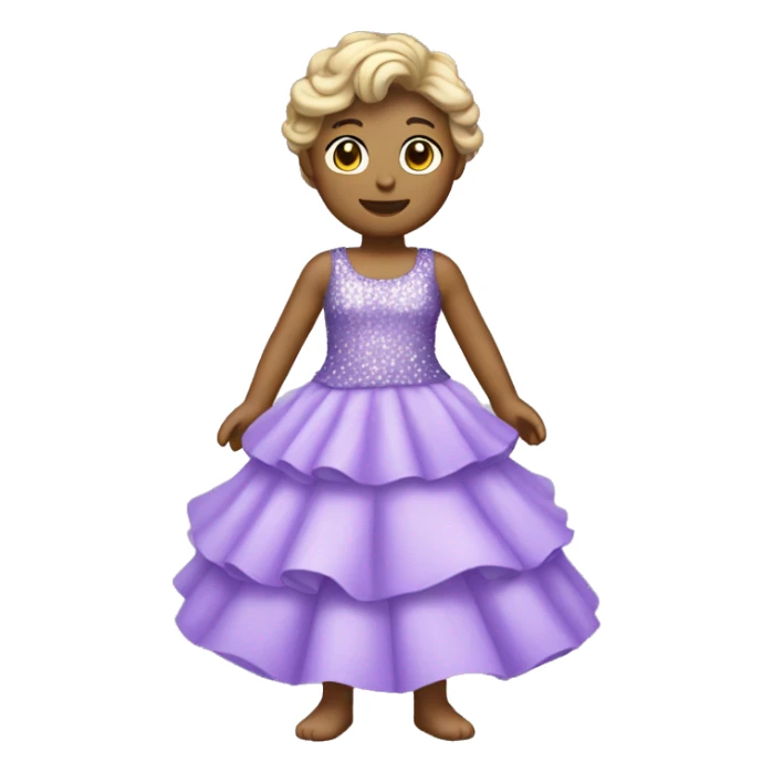 A lavender purple tiered sparkly dress. The layers should be slightly different shades of lavender and should be long  sticker