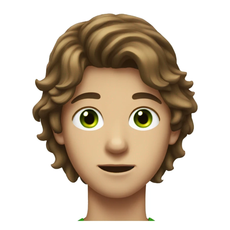 teenage boy-brown long hair-green eyes sticker