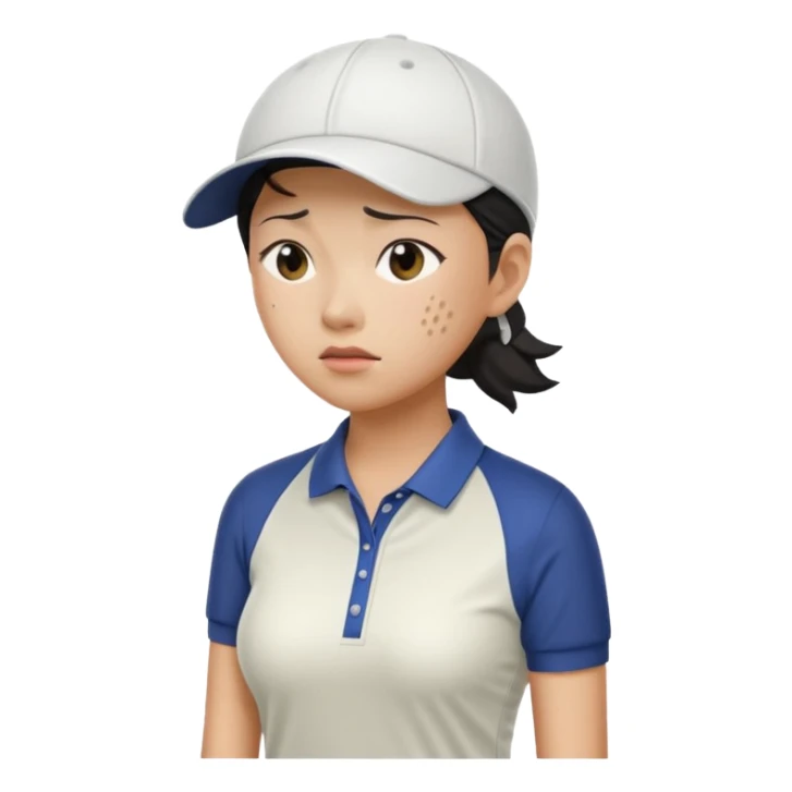 asian women golfer painful profile sticker