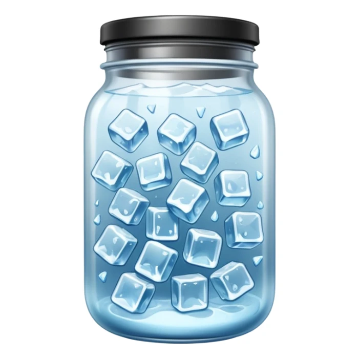SLIM ICE JAR WITH LOTS OF ICE WITHOUT CAP ON sticker
