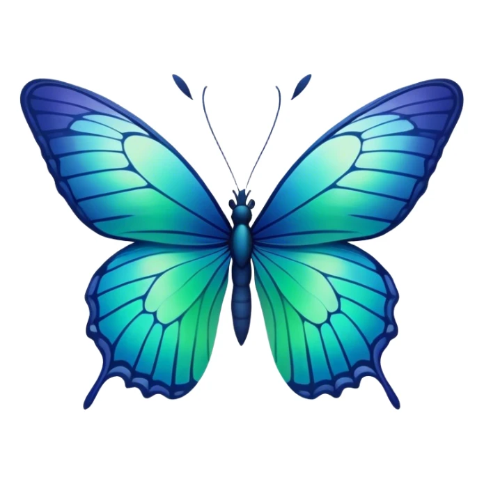 Gradient iridescent indigo blue cyan green butterfly sticker