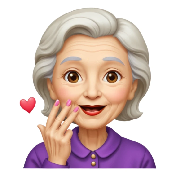 old woman blowing a kiss sticker