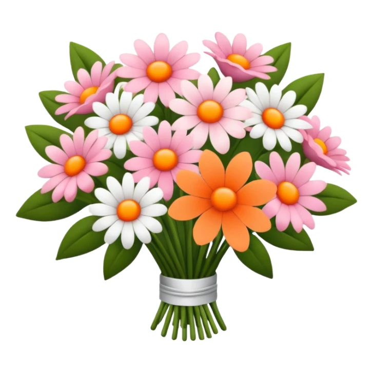 pink flower bouquet orange pink white sticker
