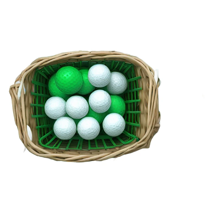 dark green golf range basket full of white golf balls sticker