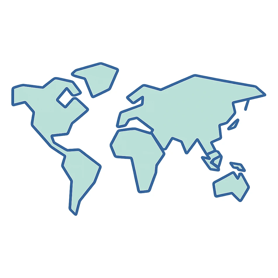 minimalist world map, blue and green colors, no text sticker