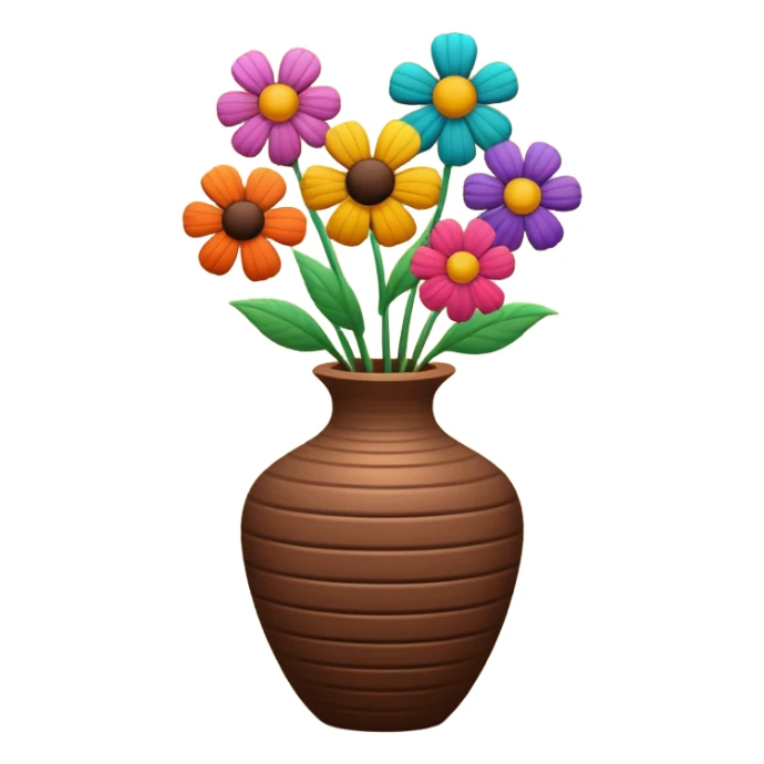 Corduroy ridged vase with flowers sticker