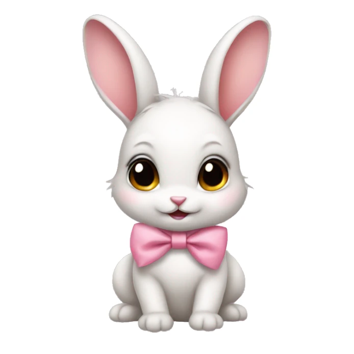 Baby bunny with coquette bow on ear sticker