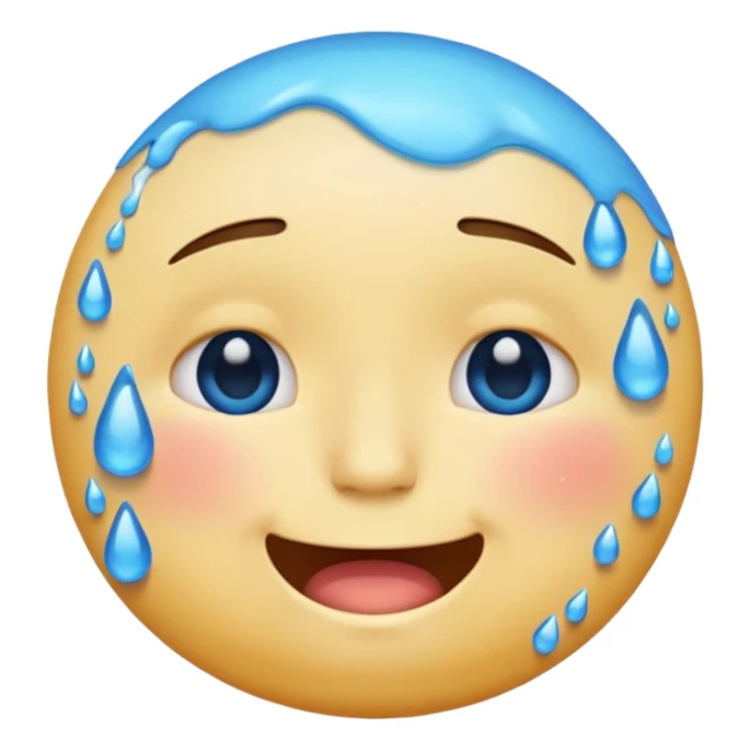 Pleading Face emoji, smiling with closed eyes and two large blue tears—iOS style. sticker