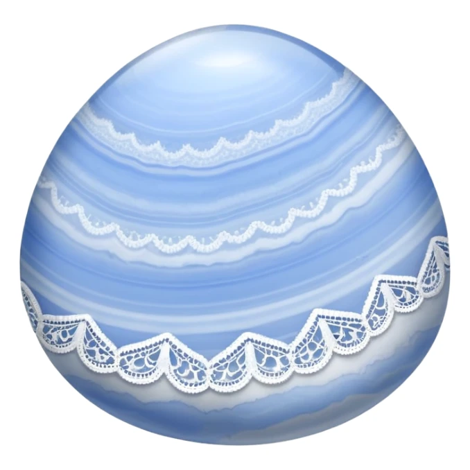 Blue lace agate cabochon with delicate pale blue and white lace-like bands in a smooth polished dome sticker