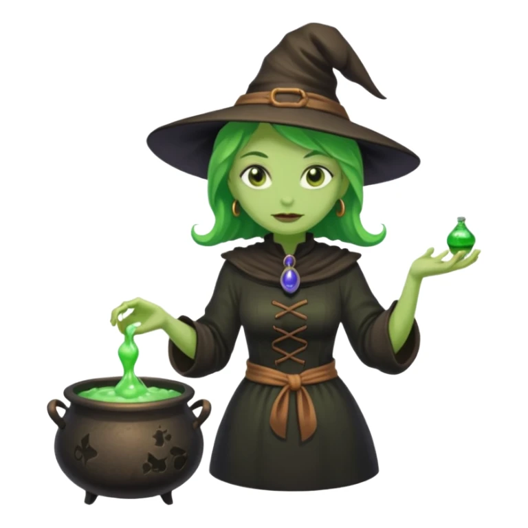 green witch cooking potion sticker