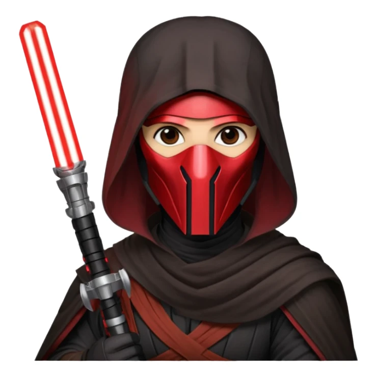 Darth Revan with his mask on holding red lightsaber mainly face shot not as much body sticker