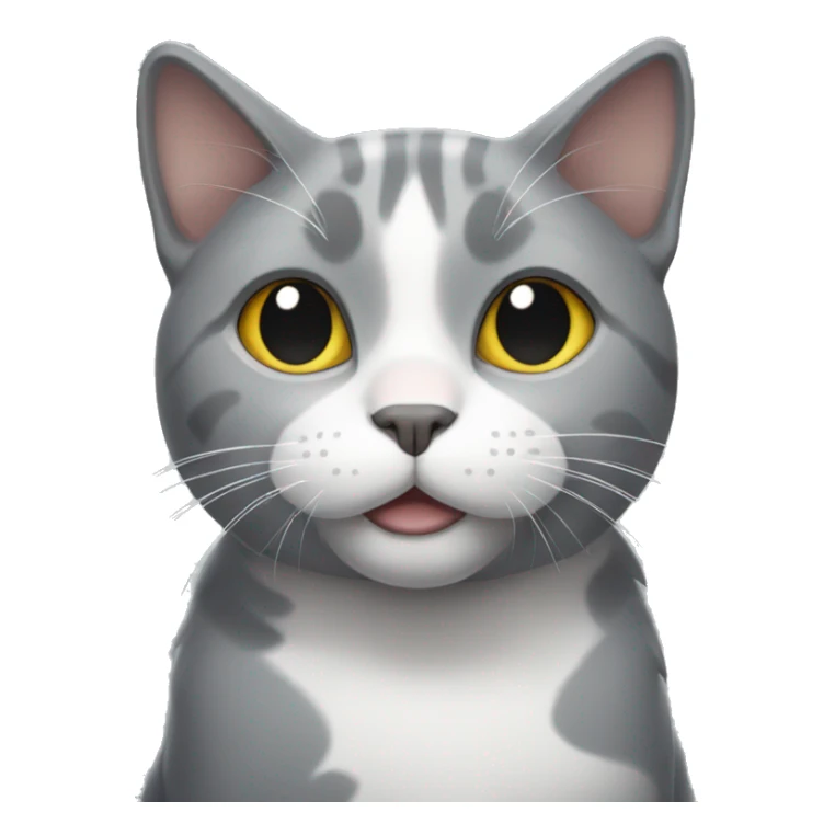 grey cat with white patches on its chest  sticker