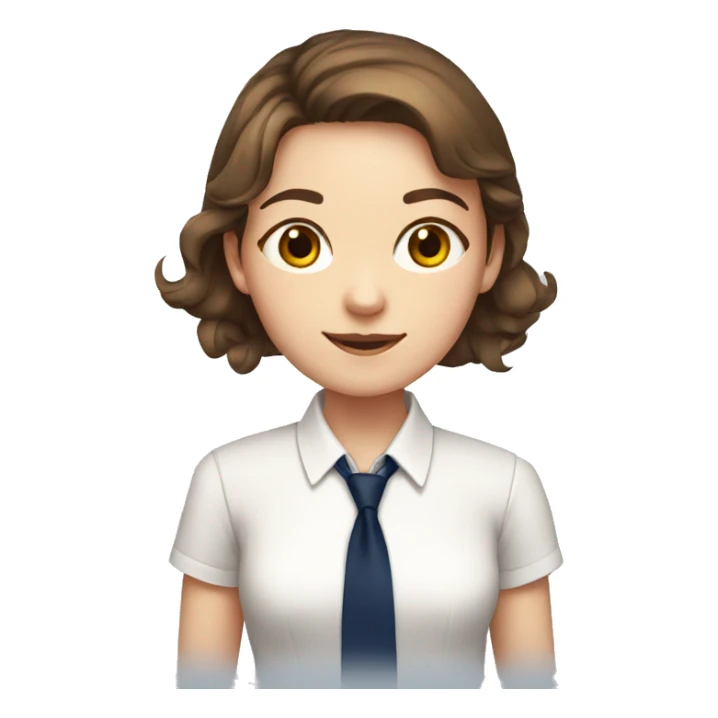 brown haired school girl in white shirt and navy tie sticker