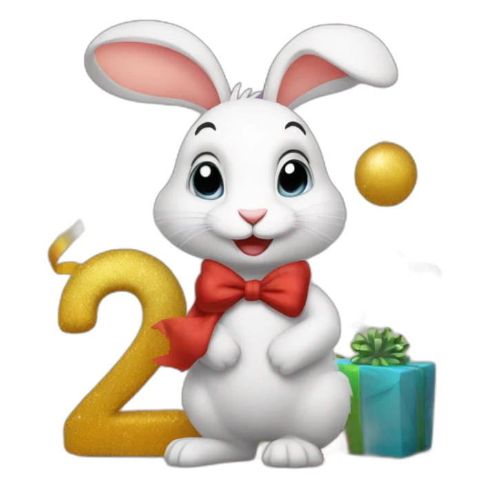Rabbit with happy new year sign sticker