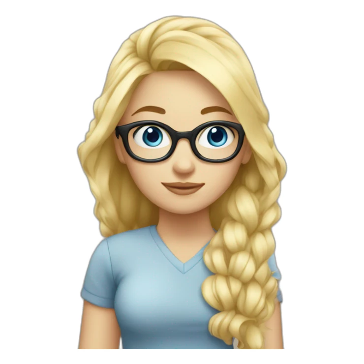 nerd girl blue eyes blonds hair sticker
