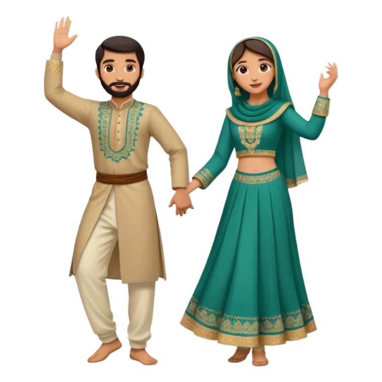 pakistani dancing man and woman modest full body sticker