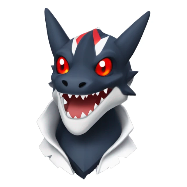 Black Cool Edgy Anthro Sharpedo-Sergal-Garchomp-Fakémon  with White and Red Edgy markings sticker