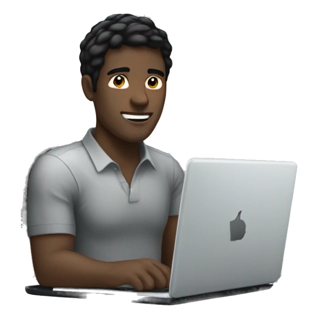 white man with black hair on his laptop sticker