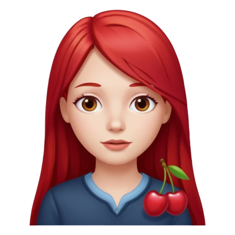 white girl with cherry red long straight hair sticker