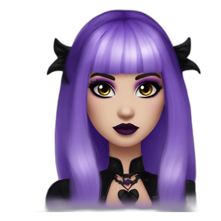 Elissabatmonsterhigh-with-bangs-long-hair-dark-plumpurple-and-black-vampire-goth-makeup-pinkeyes-romanticgothcloses- sticker