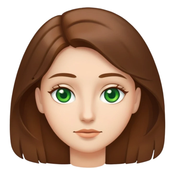 oval face, cascading brown hair, green eyes sticker