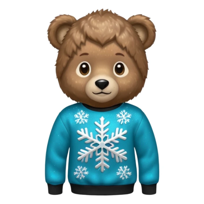 Glitter bear with cyan snowflake black sweatshirt sticker