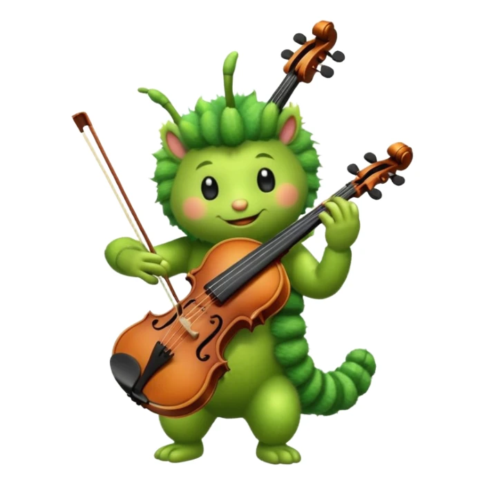 caterpillar playing violin on his shoulders sticker