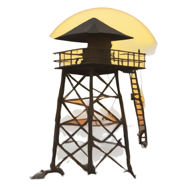 A watchtower at sunset, manned by a rifleman sticker