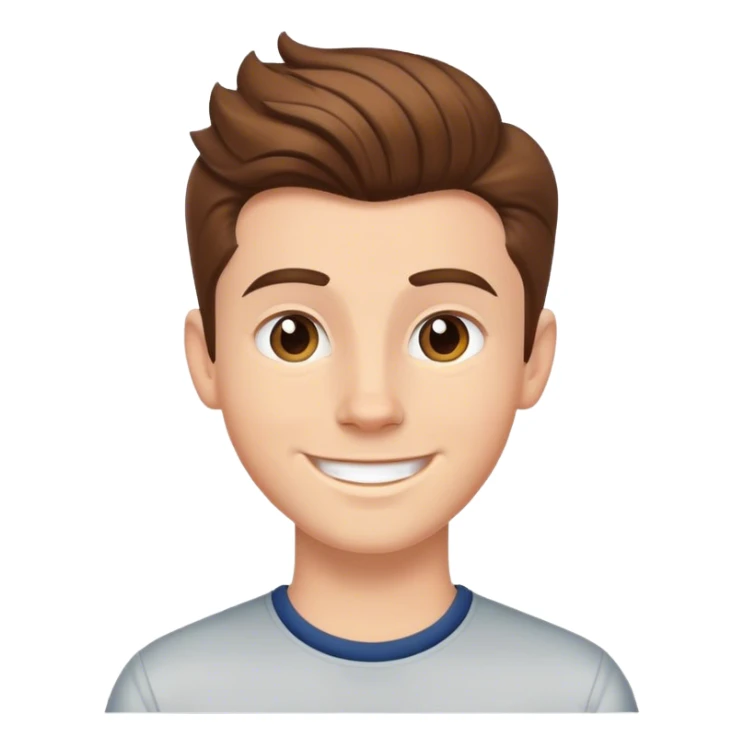 Menino branco com cabelos castanhos  com topete sorrindo sticker