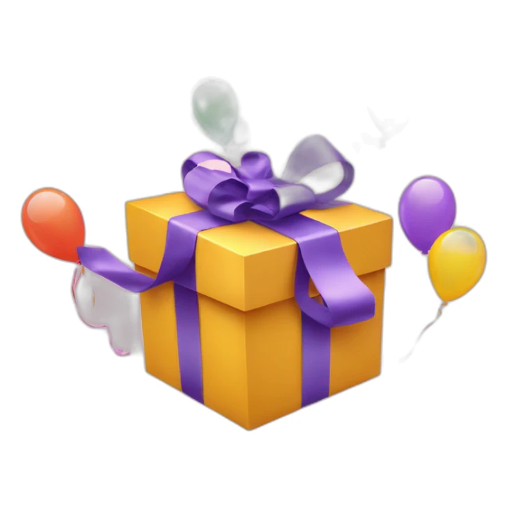 Gift box with ribbon and balloons flying out of it  sticker