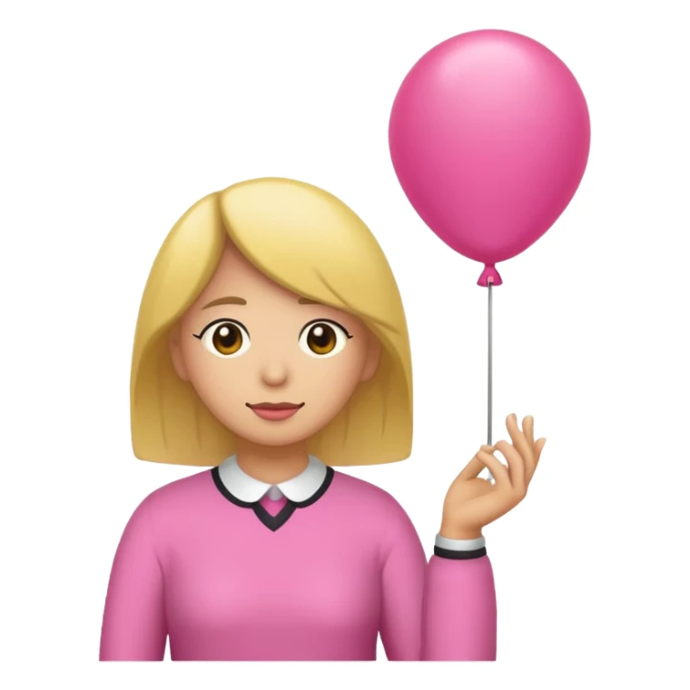 chica rosa pensando con globo de pensamiento sticker