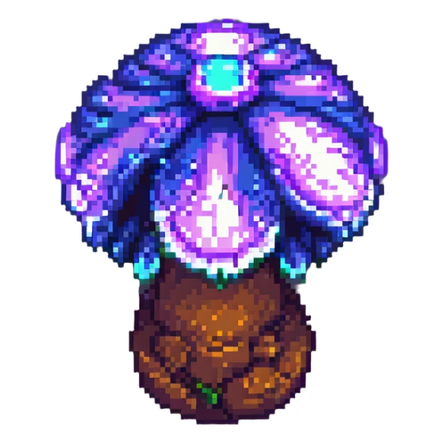 glowing mushroom pixel art with purple glow sticker