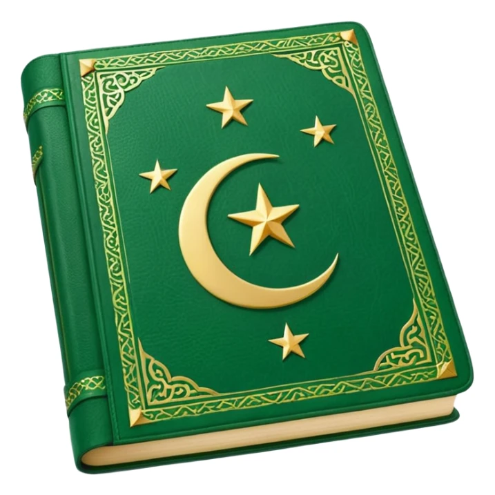 Closed Quran with the Islamic Symbol on it (moon and star) green sticker