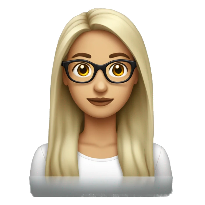 mujer piel banca pelo largo gafas sticker