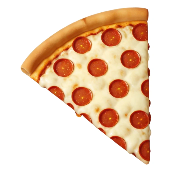 pizza slice with mischievous face, iOS emoji style sticker