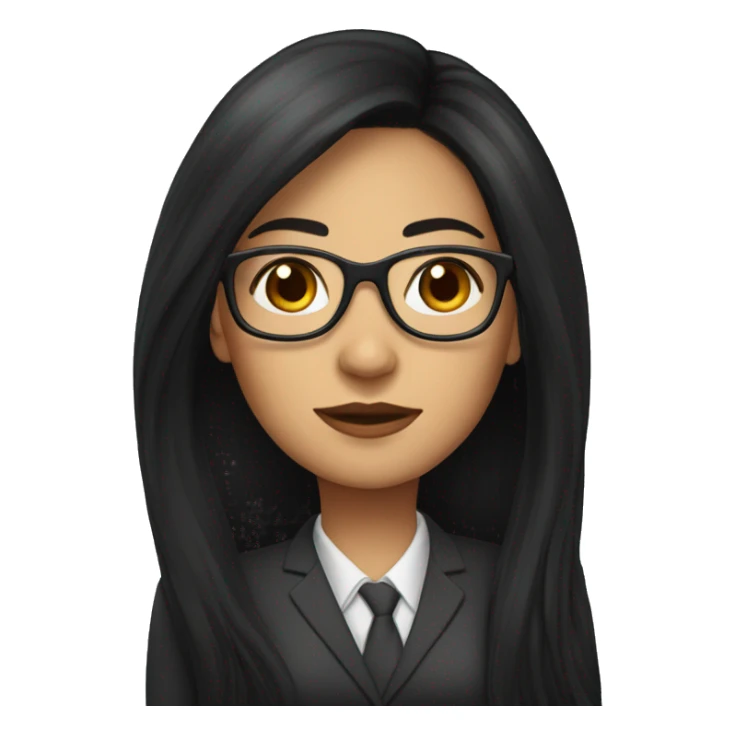 Female defense attorney with long black hair with glasses sticker