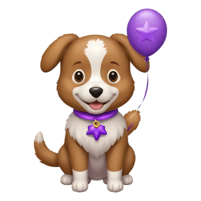 Dog hold purple star balloon sticker