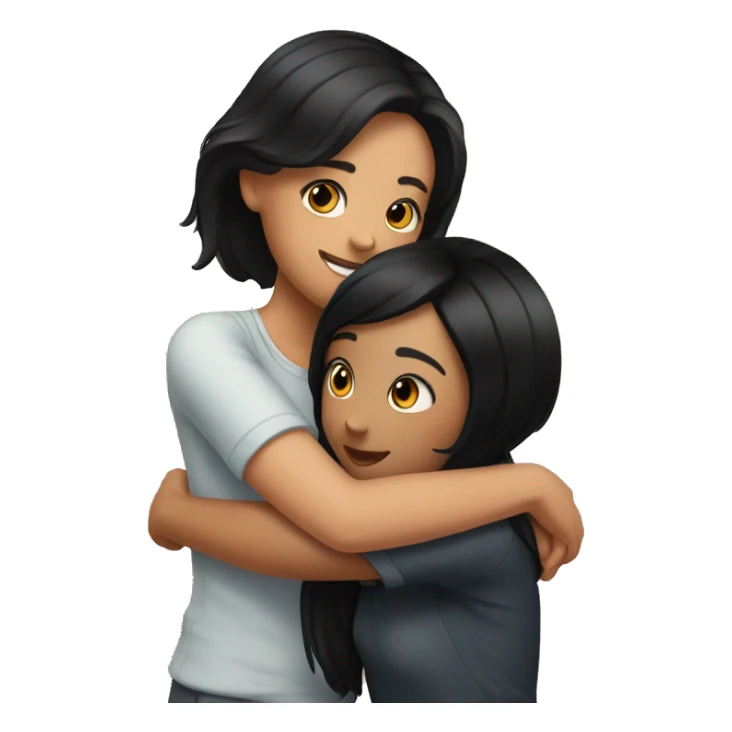 Girl with black hair hugging another girl with black hair sticker