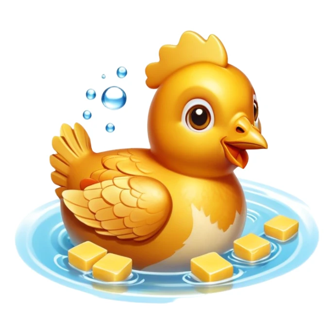 Golden chicken, butter, and fish floating with a warm glow representing their vitamin A content. The foods emit a pleasant amber light symbolizing their nutritional value for skin health and immunity. sticker