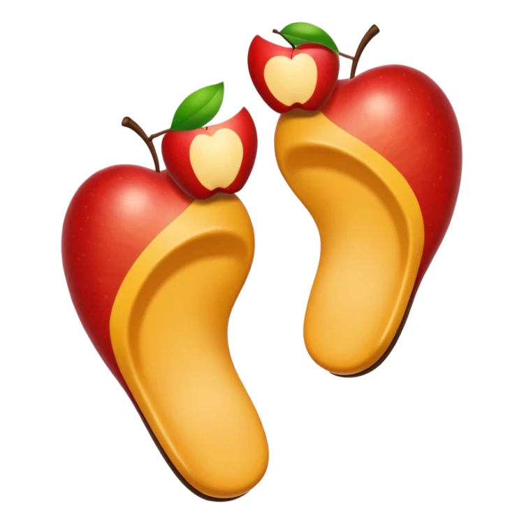 two feet, soles showing, playful apple emoji style sticker