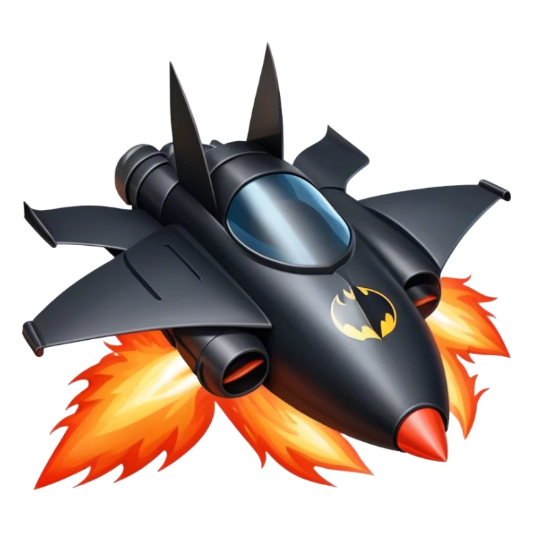 fine batmobile in rocket ship boom rocket at take-off in fire sticker