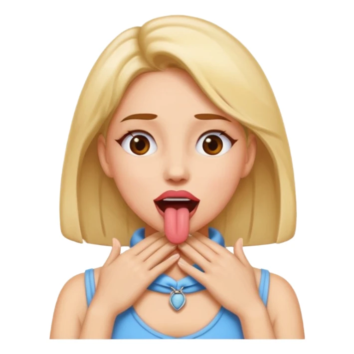 A woman  with hands on her neck and tongue out sticker