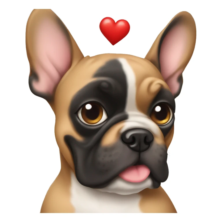 Black and tan frenchie dog holding heart  sticker
