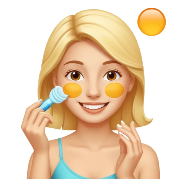 female character with applying sunscreen to cheek sticker
