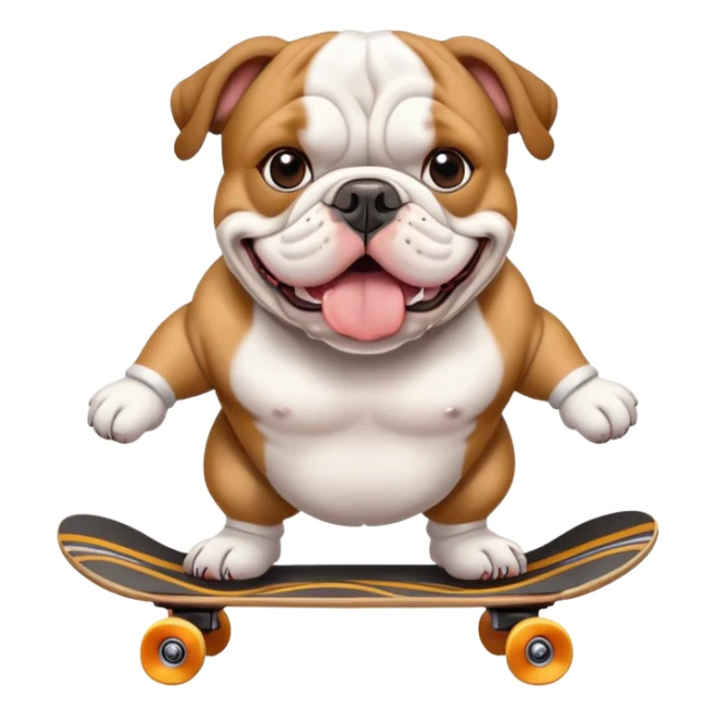 english bull dog on skateboard  sticker