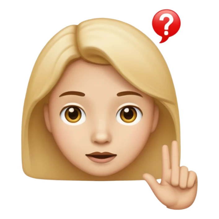 a yayayoyo style fair face and hand emoji pointing to question and answer sticker