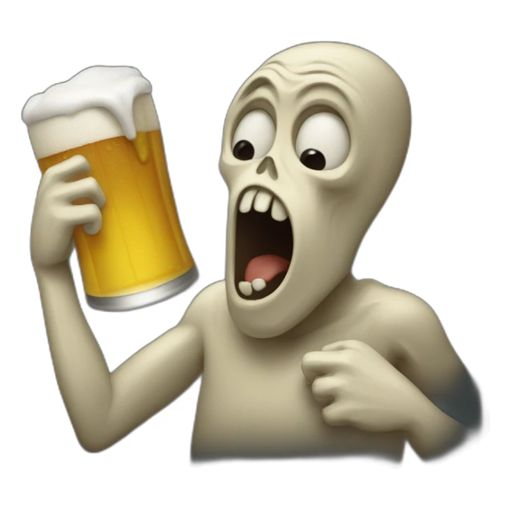 The Scream holding a beer with one hand sticker